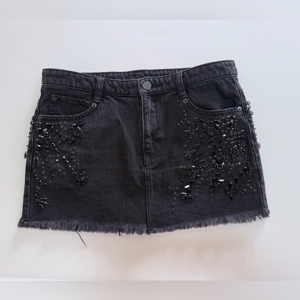 Free People Black Denim Mini Skirt Size 2